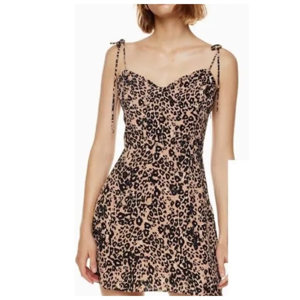 Wilfred Aritzia Fable Leopard Print Sweetheart Mini Bustier Dress